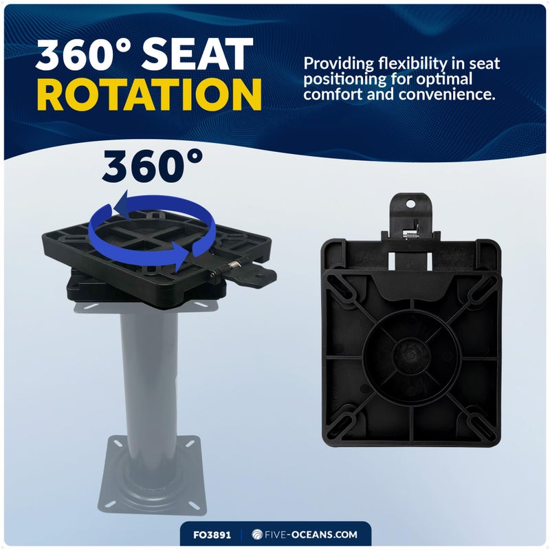 Five Oceans Boat Seat Swivel - Marine Boat Quick-Release Boat Seat Swivel Mount with Removable Bracket, Universal Mounting, Corrosion-Resistant, Black - FO3891 - Image 5